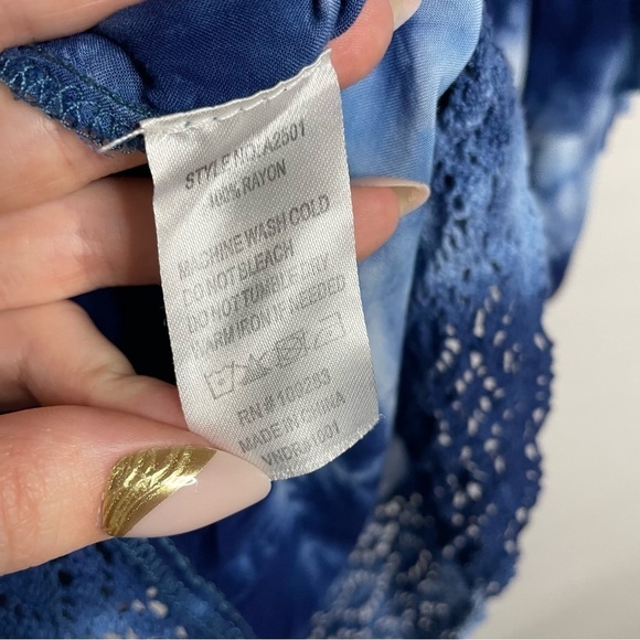 Surf Gypsy Boho Tie-Dye Off-Shoulder Ruffle Kimono Sleeve Tunic Top - Picture 11 of 12